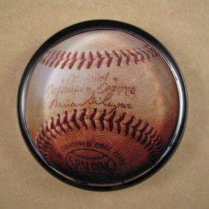 Baseball Paperweight, Gift for Dad, Spalding Paperweight, Glass Paperweight, Large Round, Baseball Lover, Gift for Him