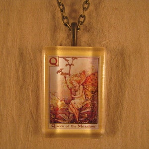 Herb Twopence Small Flat Rectangle Glass Pendant Personalized Jewelry Flower Fairy Pendant Cicely Mary Barker H Jewelry