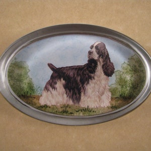 Spaniel Paperweight, Cocker Spaniel, Dog Paperweight, Cocker Spaniel Gift, Oval Paperweight, Glass Paperweight, Parti-Colored Cocker