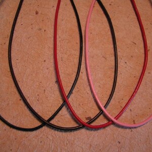 18 Inch Leather Cord, Leather Necklace, Adjustable Necklace, Black Leather Cord, Dark Brown Leather, Red Leather Cord, Pink Leather Cord