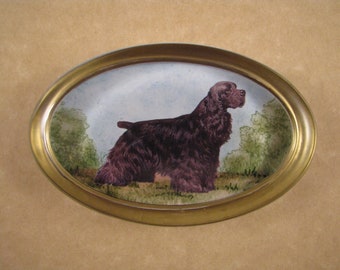 Black Cocker Spaniel, Cocker Spaniel Gift, Spaniel Paperweight, Oval Paperweight, Glass Paperweight, Dog Paperweight, Cocker Spaniel Art