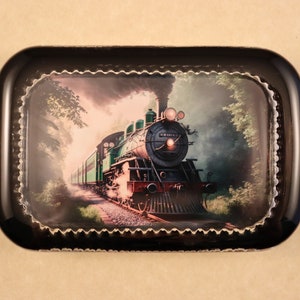 Train Paperweight, Steam Engine, Train Lover, Heirloom Rectangle, Glass Paperweight, Train Decor, Train Art