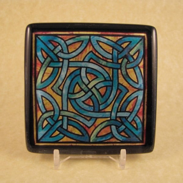 Celtic Knot Glass, Celtic Paperweight, Stained Glass Window, Irish Paperweight, Square Glass Tile