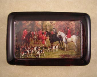 Fox Hunt "The Meet" Painting by Heywood Hardy Rectangle Glass Paperweight