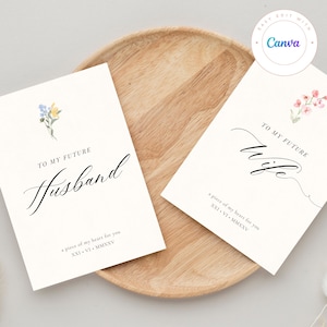 Hochzeitstag Brief an meinen Bräutigam Braut Canva Vorlage, an meinen zukünftigen Ehemann Ehefrau Karte, Hochzeit seiner und ihrer Gelübdebücher