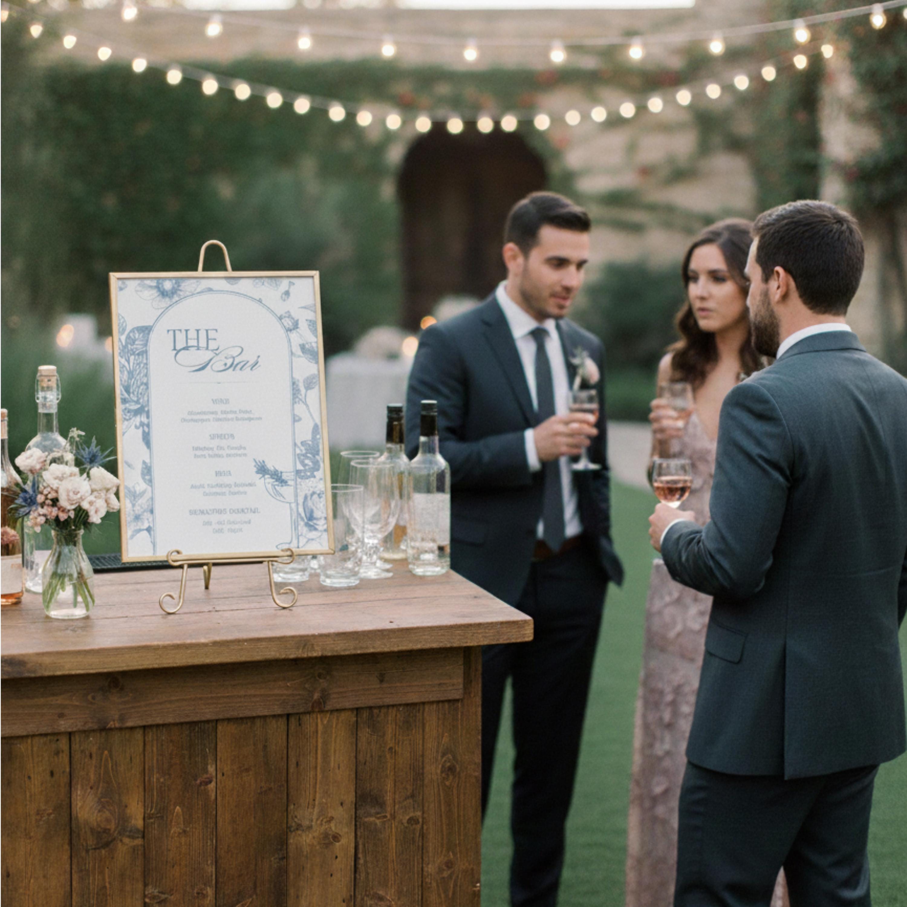 Editable Wedding Bar Menu Sign Template | Blue Floral Bar Sign | Canva ...