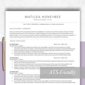 ATS Friendly Resume Template Word | ATS Resume | ATS Resume Template | Minimalist Resume | Simple Resume | Basic Resume