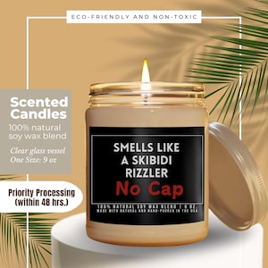 Scented Candles: Skibidi Rizzler Candle, Teen Slang Gift, Gen Alpha Candle, Teen Lingo, Funny Teen Gift, Gag Gift
