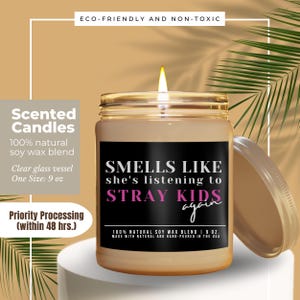 Kpop Gift Candle, Stray Kids and BTS Kpop Merch for Music Lovers, Teenage Girls, Celebrity Fans, Scented Candles