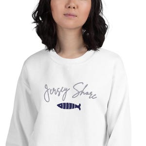 Jersey Shore Embroidered Sweatshirt – Coastal Chic Unisex Crewneck | Pre-Shrunk Soft Fleece Pullover | East Coast Beach Vibes