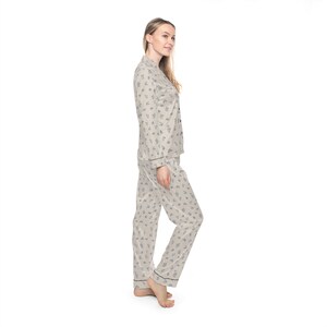 Pijama de satén, ropa de dormir floral azul francés, ropa de estar por casa para mujer, camisón elegante, pijama suave, ropa de estar por casa imagen 5