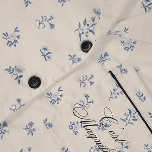 Pijama de satén, ropa de dormir floral azul francés, ropa de estar por casa para mujer, camisón elegante, pijama suave, ropa de estar por casa imagen 7
