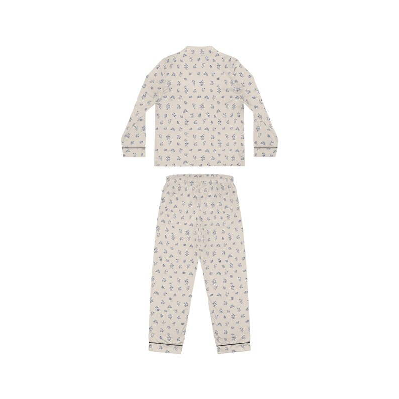 Pijama de satén, ropa de dormir floral azul francés, ropa de estar por casa para mujer, camisón elegante, pijama suave, ropa de estar por casa imagen 3