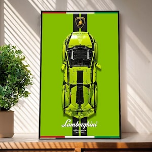 Póster - Póster fondo único para marco 61x91,5cm - LEGO TECHNIC Lamborghini sián fkp 37 Coche decorativo de pared para coche modelo Lego