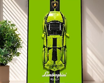 Poster - Affiche de fond unique pour cadre 61x91,5cm - LEGO TECHNIC Lamborghini sián fkp 37 Voiture mural décoratif pour voiture modèle Lego