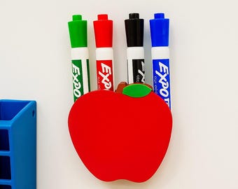 Apple-Shaped Magnetic Dry Erase Marker Holder — Teacher appreciation Gift -  Classroom Décor