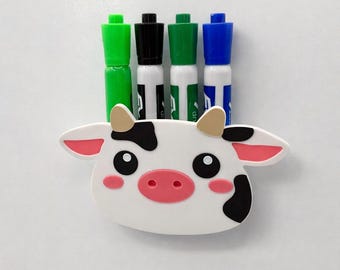 Cow Magnetic Marker Holder | Whiteboard Organizer Accessory