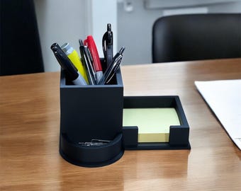 Office desk pen organizer - sticky note / paper clip storage