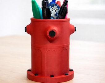 Fire Hydrant Pen Holder - Fun Gift for Firefighters or Pet Owners - unique desk organizer