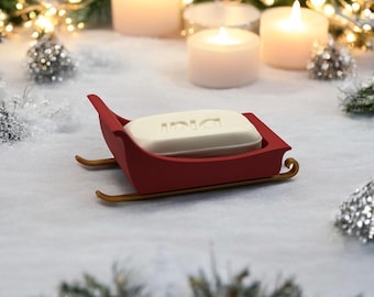 Santa Sleigh Soap Holder – Christmas Bathroom Accessory - Now includes water catch