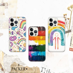 Rainbow Phone Case Pride Cover for iPhone 16 Pro, 15, 14, 13, 12, 11, Google Pixel 9, 8, 7A, 6A, Samsung Galaxy S24 Ultra, S23fe, A05 A55 A3