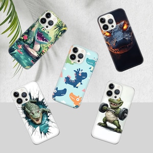 Krokodil telefoonhoesje Bite Cover voor iPhone 16 Pro, 15, 14, 13, 12, 11, Google Pixel 9, 8, 7A, 6A, Samsung Galaxy S24 Ultra S23fe A05 A55 A35