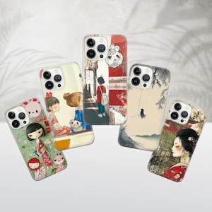 Yoshitomo Phone Case Geisha Cover for iPhone 16 Pro, 15, 14, 13, 12, 11, Google Pixel 9, 8, 7A, 6A, Samsung Galaxy S24 Ultra, S23fe, A05 A55
