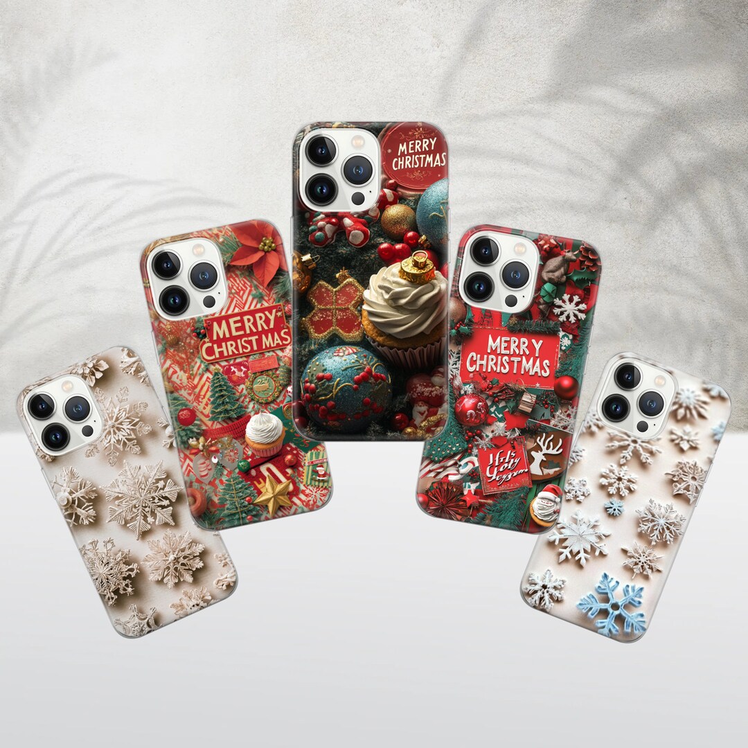 Capa de Natal para iPhone, Flocos de Neve, Gel com Glitter, Capa ...