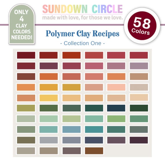 Earth Tones - Polymer Clay Color Recipes PDF | 58 Premo & Soufflé Mixing Guide | Digital Download for Crafters - Clay recipes