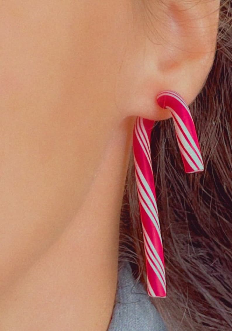Candy Cane Earrings Christmas Earrings Handmade Earrings Etsy