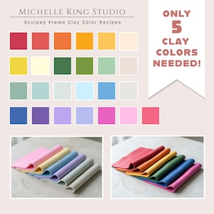 25 Rainbow Polymer Clay Color Recipes - prisms + pastels! PDF | Premo Mixing Guide | Digital Download for Crafters - Clay Artists tutorial