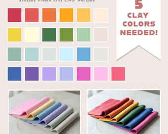 25 Rainbow Polymer Clay Color Recipes - prisms + pastels! PDF | Premo Mixing Guide | Digital Download for Crafters - Clay Artists tutorial