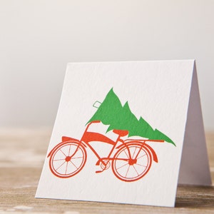 Screen printed Holiday gift tags, Christmas cards, Christmas Tree Card, Screen Printed Christmas
