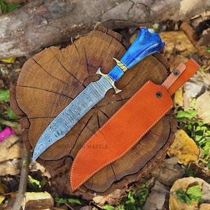 Custom Handmade Bowie Knife, Vintage Knife, Camping Knife, Damascus Bowie Knife, Anniversary Gift, Birthday Gift, Best Gift Boyfriend, USA