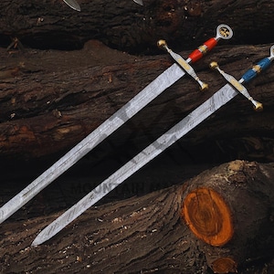 Espada, réplica de espada hecha a mano, espada de cosplay, espada medieval, espada de exhibición de pared, réplica de espada de Damasco, regalo de aniversario, regalo de cumpleaños.