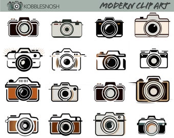 Camera Clip Art PNG Files - Edgy, Mid-Century Modern Style - Personal & Commercial Use