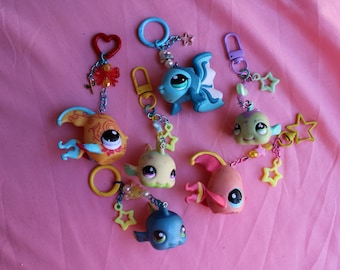 Llavero LPS - Pez - Adorno para bolso nostálgico de los 2000 / Llavero de juguete reciclado / Estilo infantil de los 2000