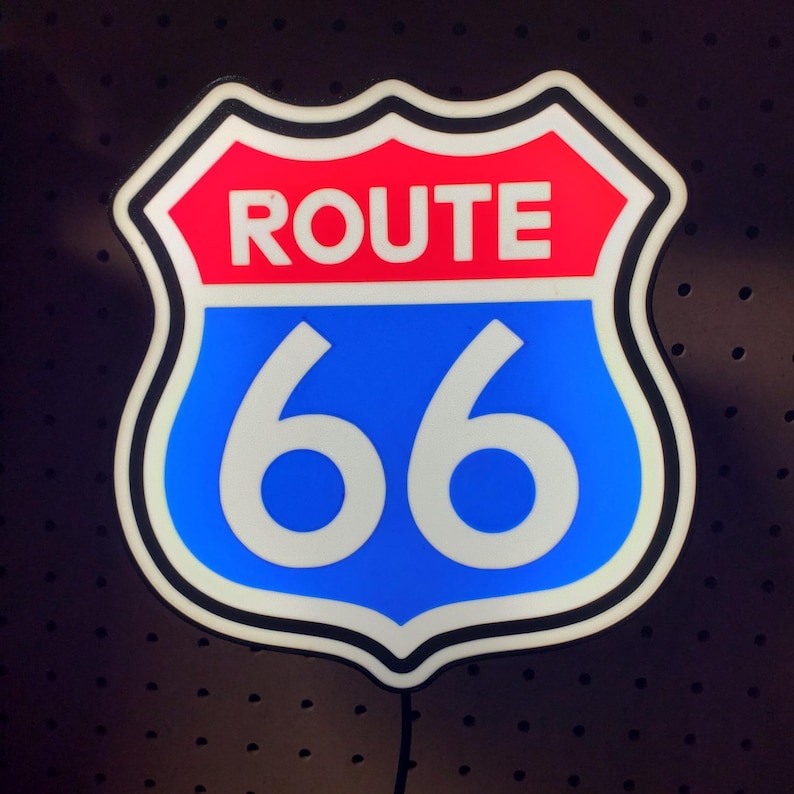 Route 66 LED Light Box Sign – Neon Style Retro Wall Decor, Americana ...