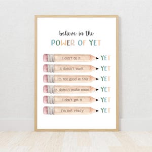 The Power of yet Poster Boho Classroom Mental Health Poster School ...