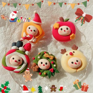 Cute Christmas Magnets/Clay Merry Magnets/Clay Christmas Keychain/Christmas Tree Decoration/Festive Decor/ Christmas Ornament/Xmas Charm