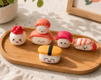 Cute Sushi Clay Desk Buddy/Kawaii Sushi Clay Figurine/Cute Sushi Charms/Handmade Clay Sushi Keychain/Shrimp/Salmon roe/Tuna/Salmon/Tamago