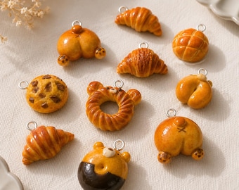 Clay Kawaii Bread Charms/Cute Clay Bear Bread Keychain/Handmade Cute Bread/Magnets/Keychain/Phone Charm/Ba