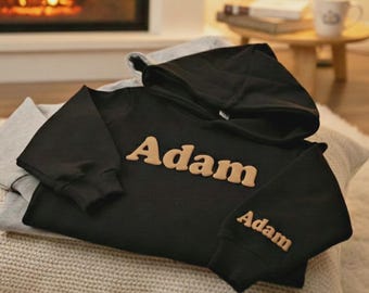 Personalized Kids Name Hoodie | 3D Puff Print Children Sweatshirt | Custom Raised Letter Design | 100% Cotton Youth Pullover Gift