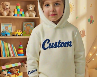 Kids Puff Print Name Hoodie | Custom 3D Personalized Children Sweatshirt | Raised Letter Youth Pullover | 100% Cotton Birthday Gift