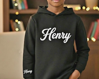 Kids Custom 3D Puff Name Hoodie | Personalized Children Sweatshirt | Raised Letter Youth Pullover | Cotton Birthday Gift Textured