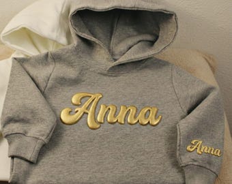 Personalized Kids Hoodie 3D Puff Print | Custom Children Name Sweatshirt | Raised Letter Youth Pullover | 100% Cotton Birthday Gift
