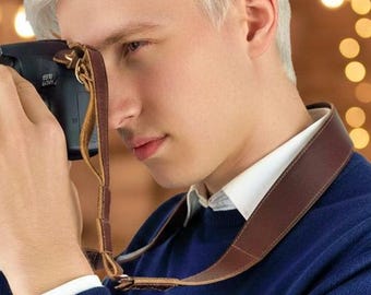 Personalized DSLR Camera Strap | Custom Name Engraving | Genuine Leather Photography Accessory | Professional Photographer Gift