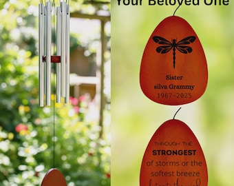 Sympathy Gift Memorial Wind Chimes | Personalized Engraved Loss of Loved One | Remembrance Gift Mom Dad Grandparent | Bereavement Tribute