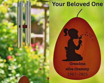 Personalized Memorial Wind Chimes | Custom Engraved Sympathy Gift Loss of Loved One | In Memory of Mom Dad Grandma | Bereavement Present