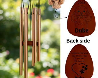 Personalized Dog Memorial Wind Chime – Custom Pet Loss Gift with Name & Breed, Rainbow Bridge Chime, Outdoor Dog Sympathy Windchime